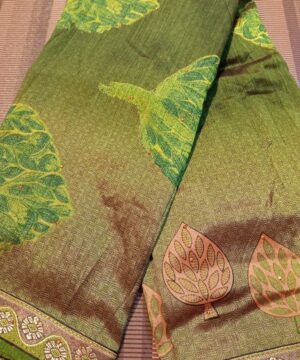 Green Silk Saree With Lace Border