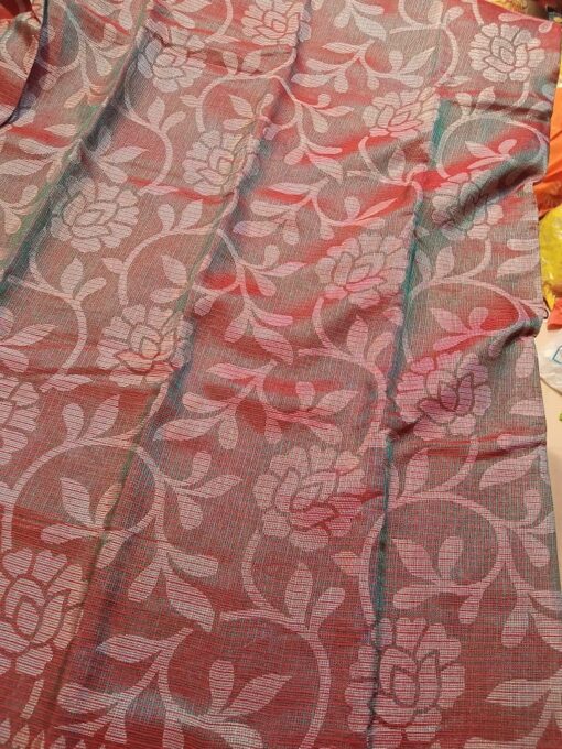 Self-Print Maroon Silk Saree With Brasso Pattern