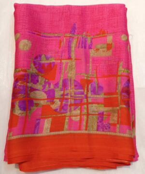 Chiffon Printed Saree In Rani Pink Color