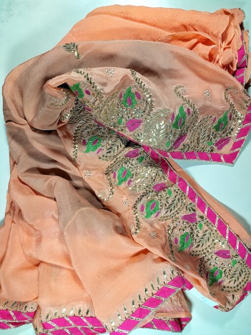 Latest Party Wear Silk Saree in Peach Color