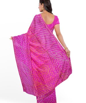 Pink Printed Bandhani Saree