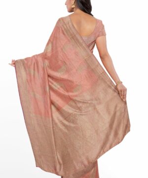 Heavy Party Wear Silk Saree in Peach Color