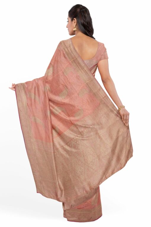 Heavy Party Wear Silk Saree in Peach Color